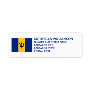 Modern BARBADOS FLAGGA Returadress Etikett
