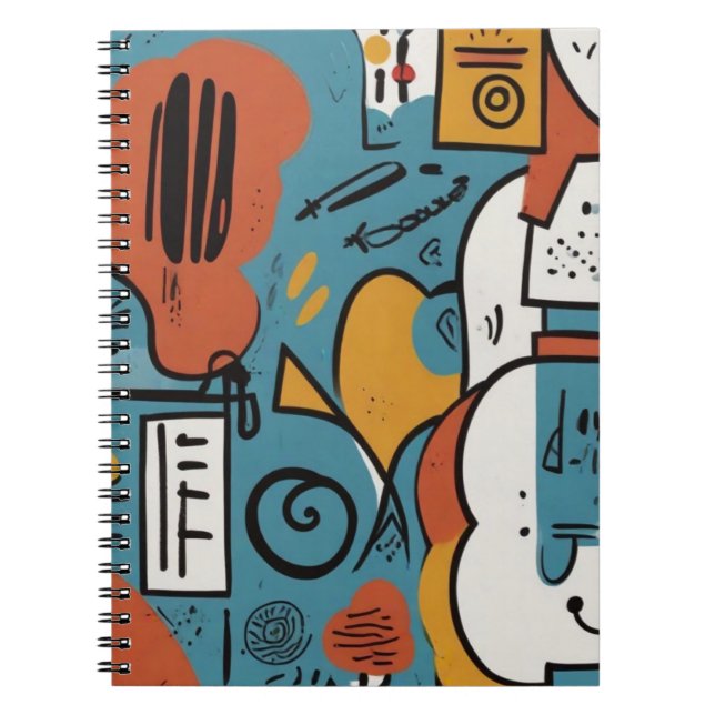Modern bärbar Abstrakt - blå och Orange design Anteckningsbok (Framsidan)