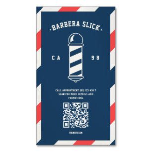Modern Barber Barbershop Barbers Pole Magnetiska Visitkort