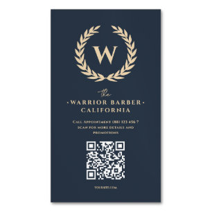 Modern Barber Barbershop Monogram Hairstylist Magnetiska Visitkort