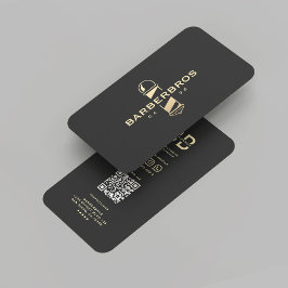 Modern Barber Black Guld Barber's Pole Barbershop Visitkort