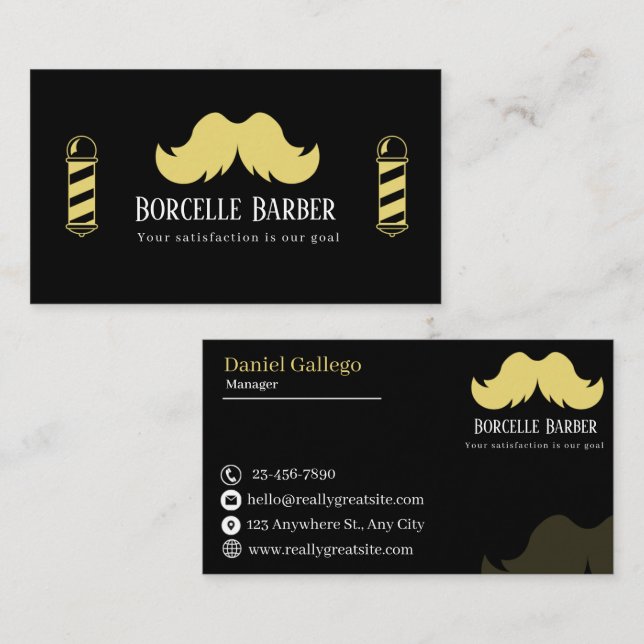 Modern Barber Business Card Visitkort (Fram/baksida)