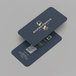 Modern Barber Guld Barbers polack Barbershop Blue Visitkort