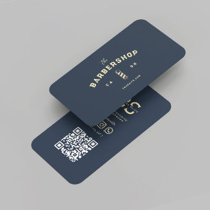 Modern Barber Monogram Barbershop Mörk blått Visitkort