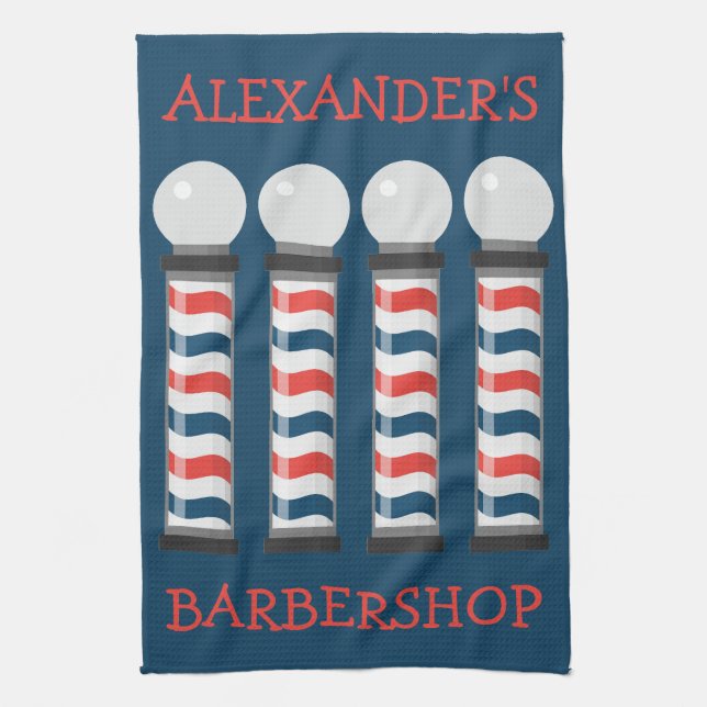 Modern Barber Poles Pub Towel Personalize Kökshandduk (Vertikal)
