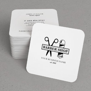 Modern barberaffär logotyp namn professionell salo fyrkantigt visitkort