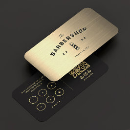 Modern Barbershop Barber Faux Guld Loyalty Visitkort