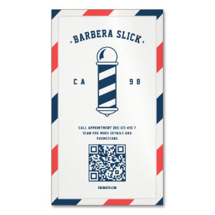 Modern Barbershop Barbers Pole Barber Magnetiska Visitkort