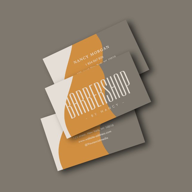 Modern Barbershop Earth Tones Rustic Affärskort Visitkort (Skapare uppladdad)