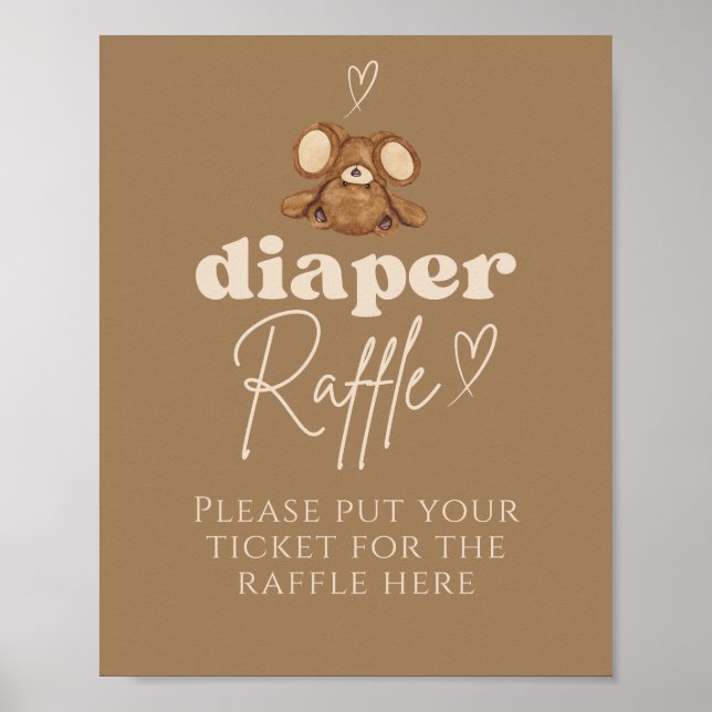 Modern Barly Wait Baby Shower Raffle Poster (Framsidan)