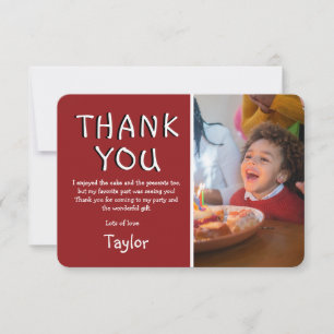 Modern Barnfoto Födelsedags   Tacksamhetskort Tack Kort