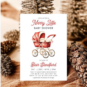 Modern Barnvagn Merry Little jul Baby Shower Inbjudningar