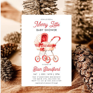 Modern Barnvagn Merry Little jul Baby Shower Inbjudningar
