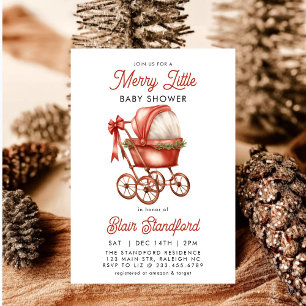 Modern Barnvagn Merry Little jul Baby Shower Inbjudningar