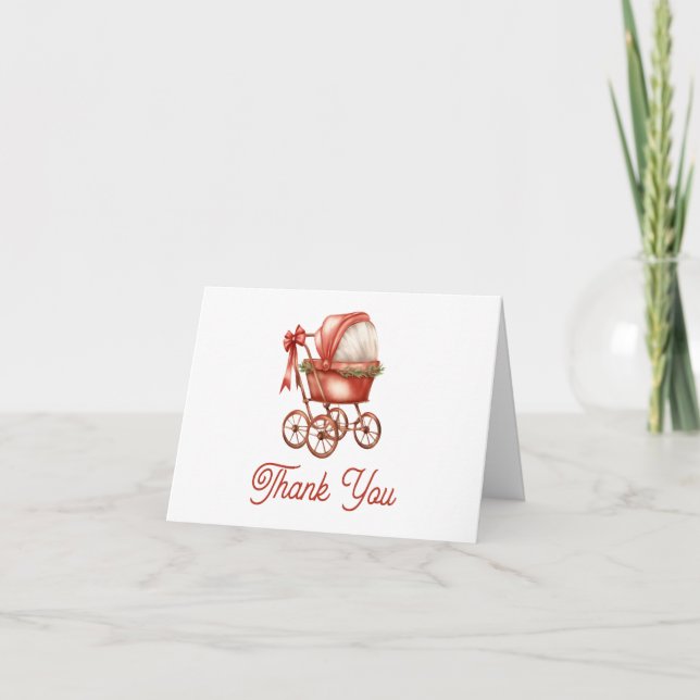 Modern Barnvagn Merry Little jul Baby Shower Tack Kort (Framsida)