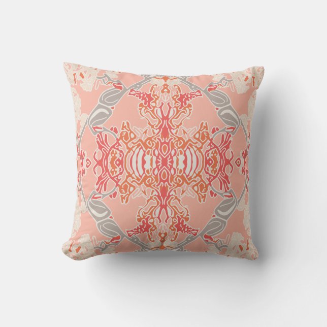 Modern Baroque Mönster i Rosa Red Cream Kudde (Framsida)