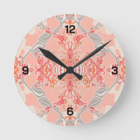 Modern Baroque Mönster i Rosa Red Cream Round Clo