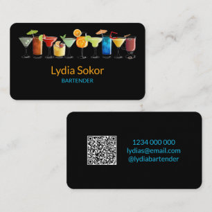 Modern Bartender Black QR-kontaktkort Visitkort