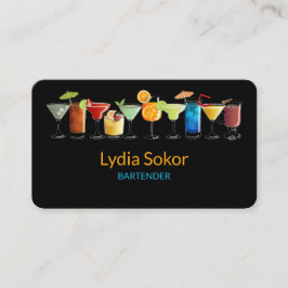 Modern Bartender Svart QR Kontaktkort Visitkort