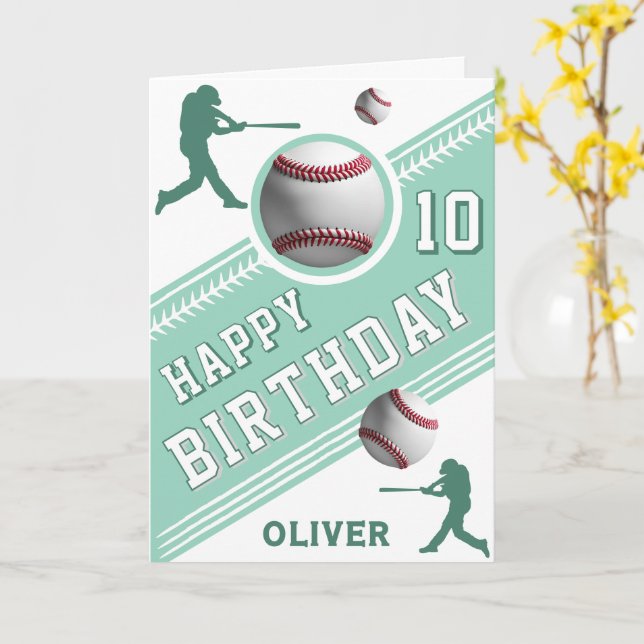 Modern Baseball Boll Player Thédold Birthday Kort (Gul blomma)
