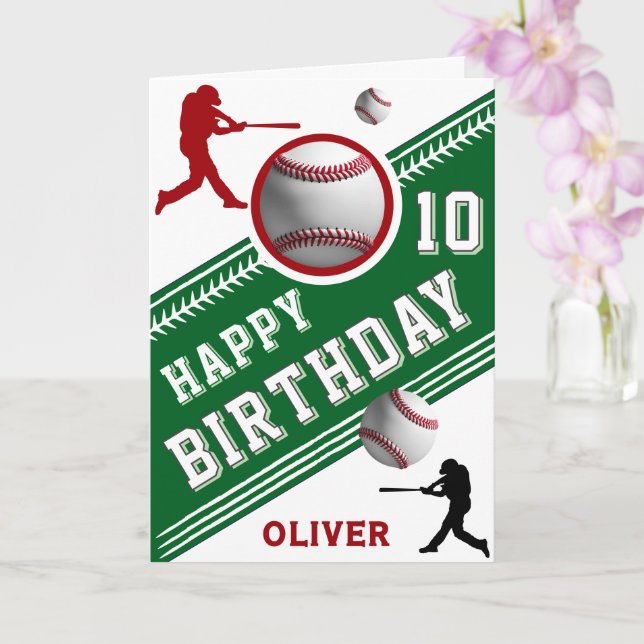 Modern Baseball Boll Player Thédold Birthday Kort (Orkide)