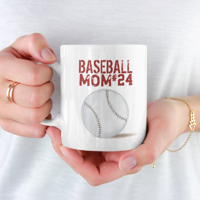 Modern baseball Mamma - enkel typografisk spelare Kaffemugg (Skapare uppladdad)