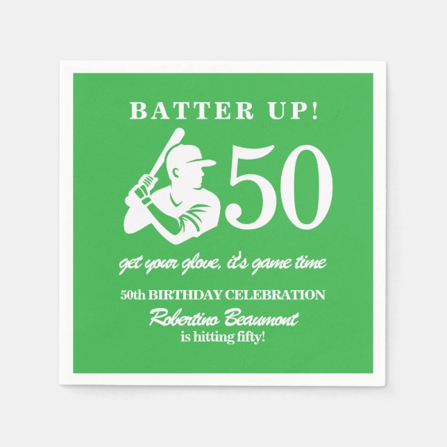 Modern Baseball Player Men's 50th Birthday Pappersservett (Framsidan)