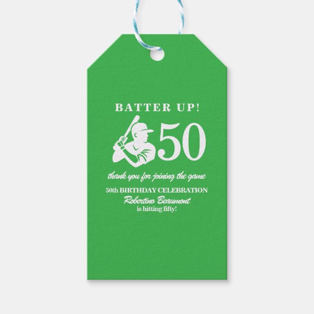 Modern Baseball Player Men's 50th Birthday Presentetikett (Framsidan)