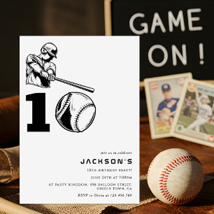 Modern Baseball Tema Sport Pojke 10-årsdag Inbjudningar