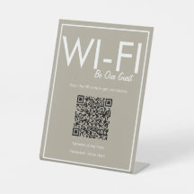 Modern Basic Beige Wi-Fi QR-kod, fotgängartecken