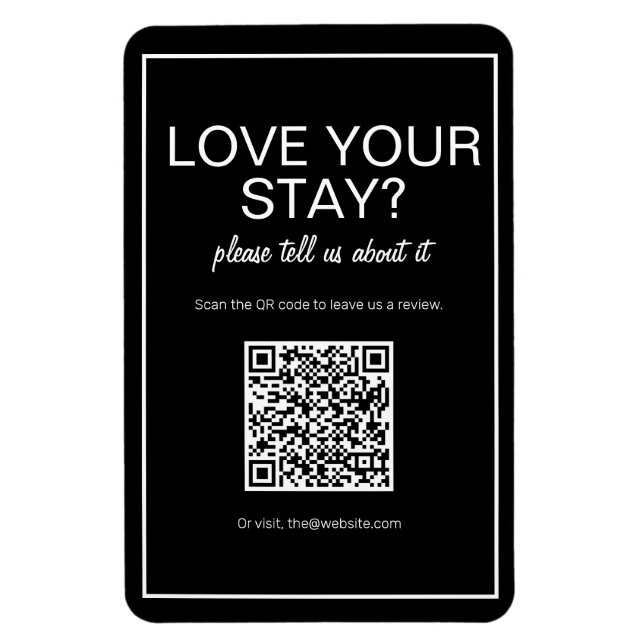 Modern Basic Black Digital QR Code Review Magnet (Vertikal)