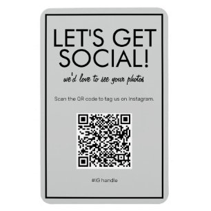 Modern Basic Grått Social Media QR-kodmagnet Magnet
