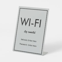 Modern Basic Light Grått Wi-Fi Guest Pedestal Sign