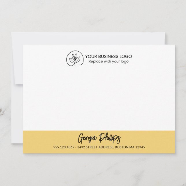 Modern Basic Soft Yellow Name & Logo Anteckningskort (Framsida)