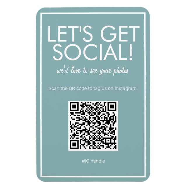 Modern Basic Teal Social Media QR-kodmagnet Magnet (Vertikal)
