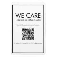 Modern Basic White QR Code Feedback Magnet