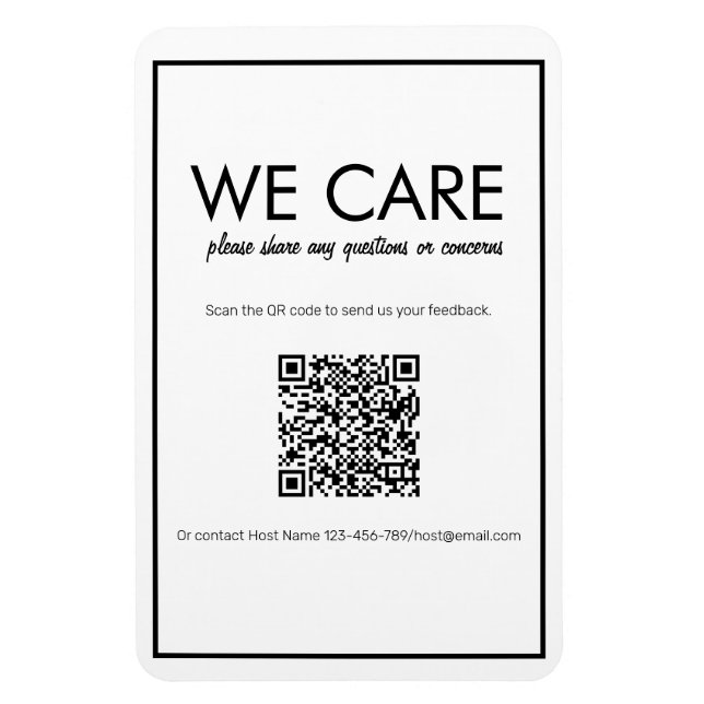 Modern Basic White QR Code Feedback Magnet (Vertikal)