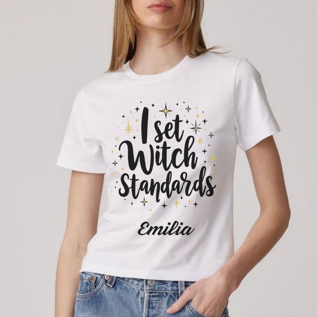 Modern Basic Witch Halloween Namn Sweatshirt T Shirt (Skapare uppladdad)