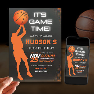 Modern Basketball Birthday Kids Sports Party Inbjudningar