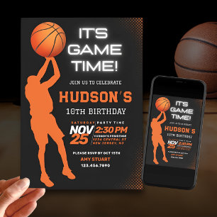 Modern Basketball Birthday Kids Sports Party Inbjudningar
