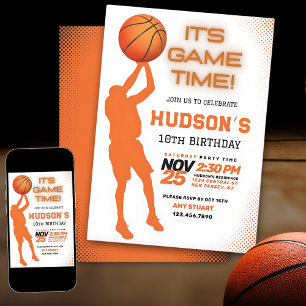Modern Basketball Birthday Kids Sports Party Inbjudningar