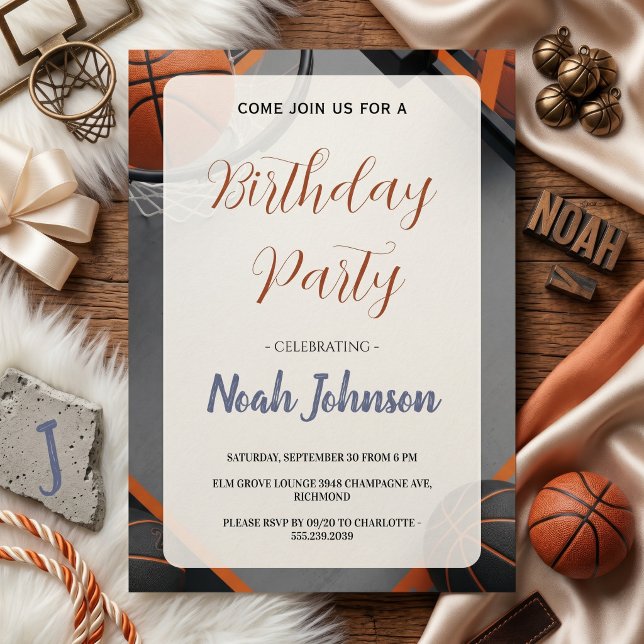 Modern Basketball-Themed Birthday Inbjudningar (Skapare uppladdad)