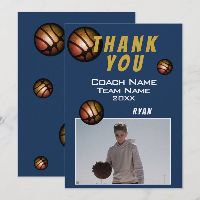 Modern Basketboll Bild Tack Tränare  Kort (Fram/baksida)