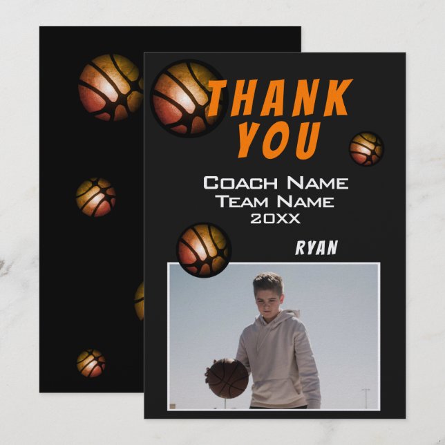 Modern Basketboll Bild Tack Tränare  Kort (Fram/baksida)