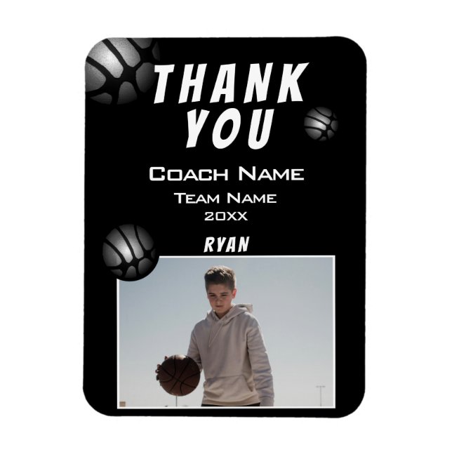 Modern Basketboll Bild Tack Tränare  Magnet (Vertikal)