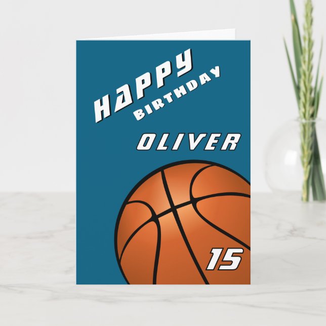 Modern Basketboll Sport Glad Födelsedag Kort (Framsida)