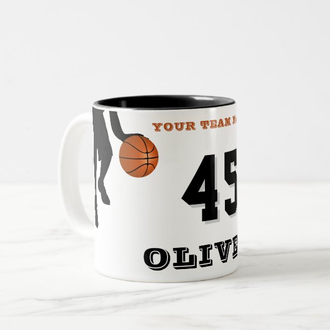 Modern Basketbollspelare Lagnamn Nummer Två-Tonad Mugg (Framsida vänster)