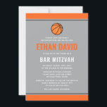 Modern basketligh grått och orange pub mitzvah inbjudningar<br><div class="desc">Modern,  basketboll kallade pub mitzvah inbjudningar till orange gräns. Ljust grått tillbaka med David Star. Alla färg kan redigeras i designen verktyg</div>