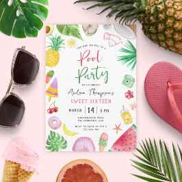 Modern Bassäng Party, sommarsötare 16 dagar Inbjudningar