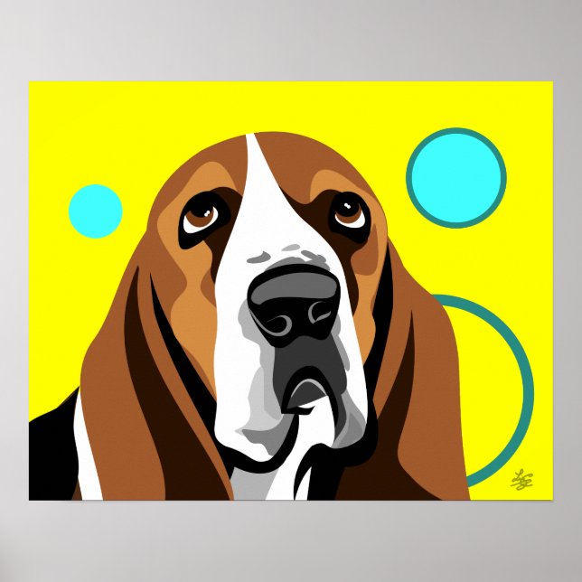 Modern Basset Hound Art Poster (Framsidan)